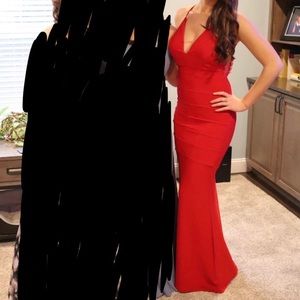 Red prom dress with lace back
